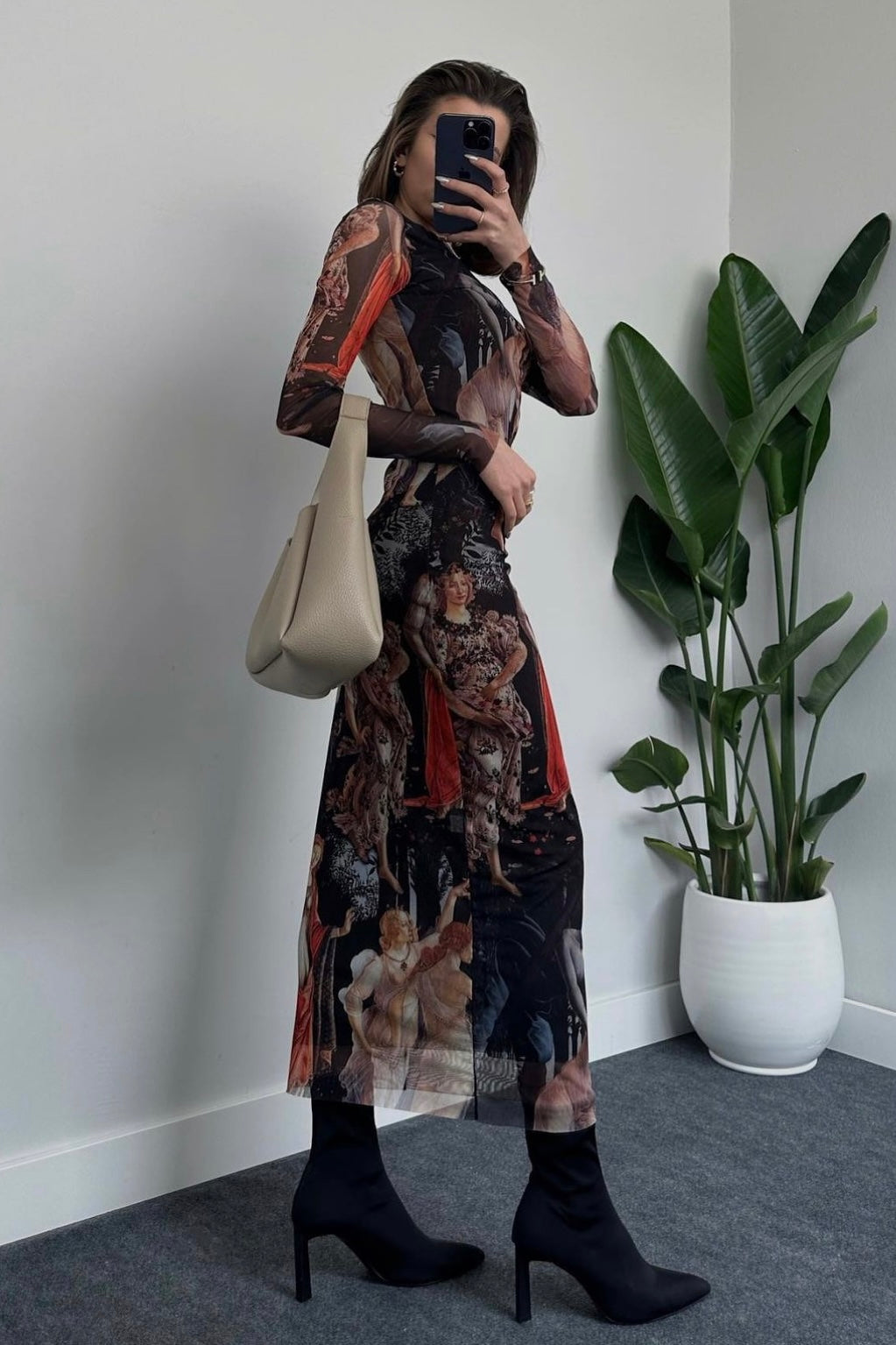 angel print mesh dress Guenetta Dress In Dark Angel Mesh
