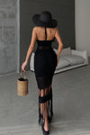 Lilibet Tassel Hem Knit Cover Up Dress - Black