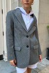 Bellamy Textured Wool-Blend Blazer Coat - Light Grey