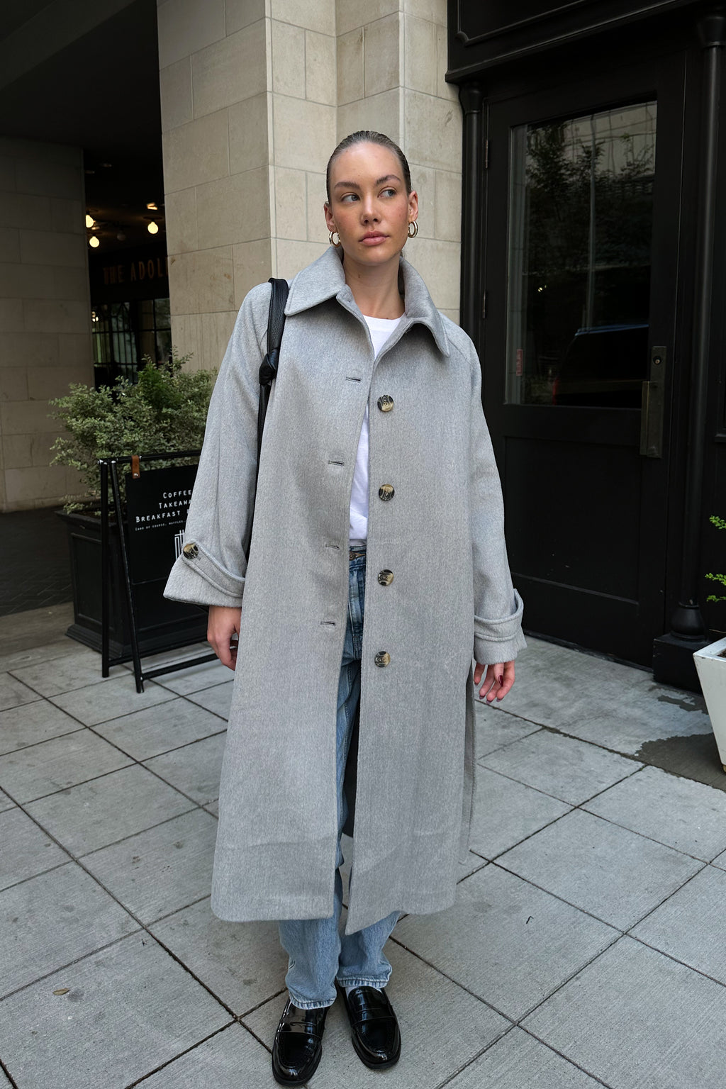 Marlowe Long Belted Wool Blend Coat