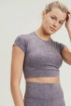 Waves and Crosses Mineral Wash Seamless Crop Top