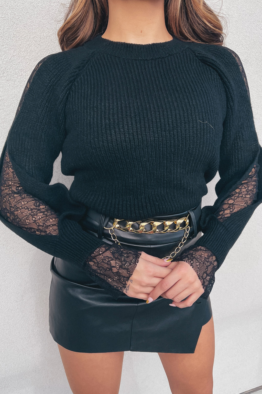 Emery Lace Sleeves Sweater