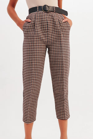 Cecilia Belted Pants - Multi/Brown