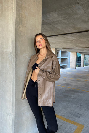 Avika Faux Leather Oversized Shacket