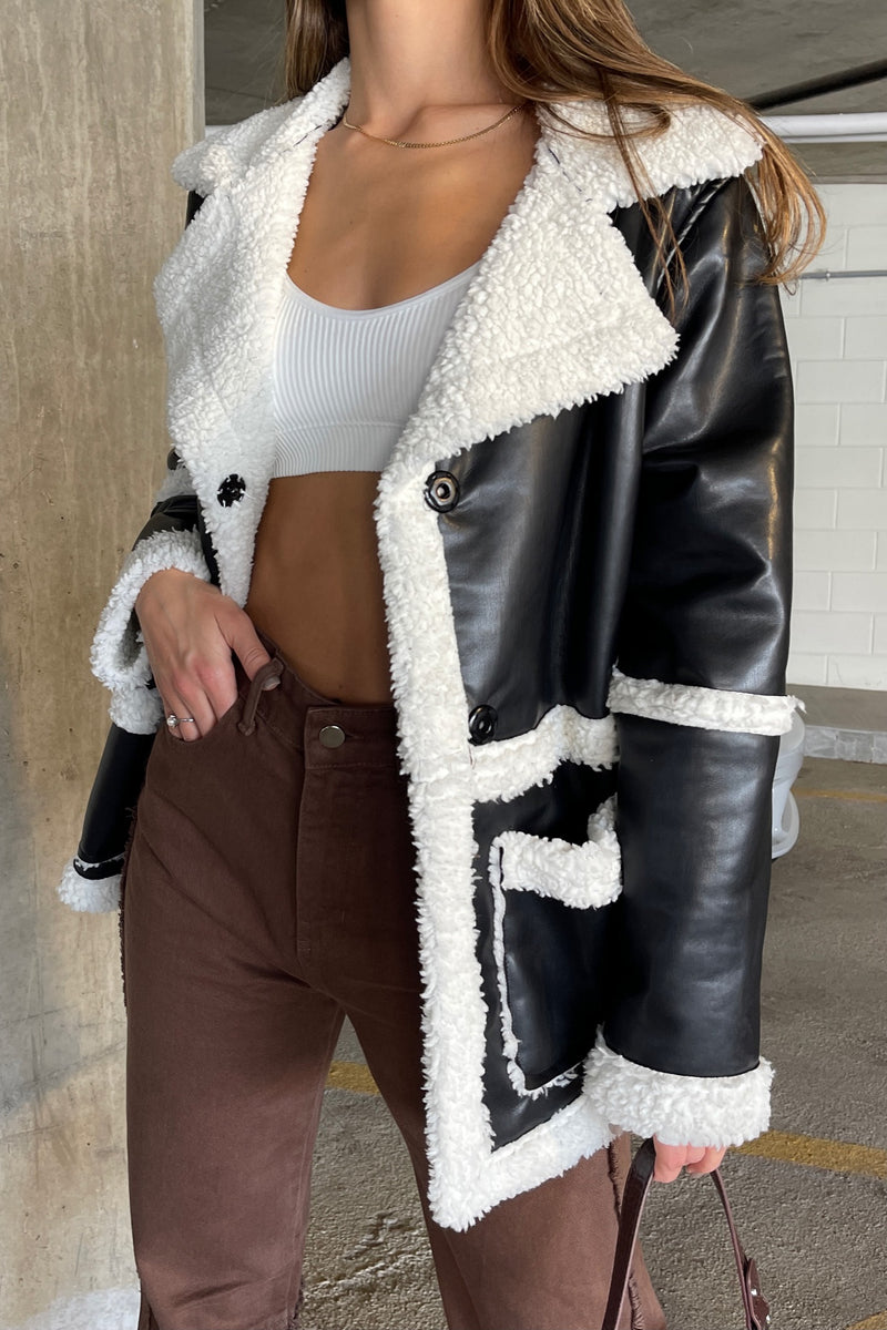 Kindle Faux Leather Shearling Jacket
