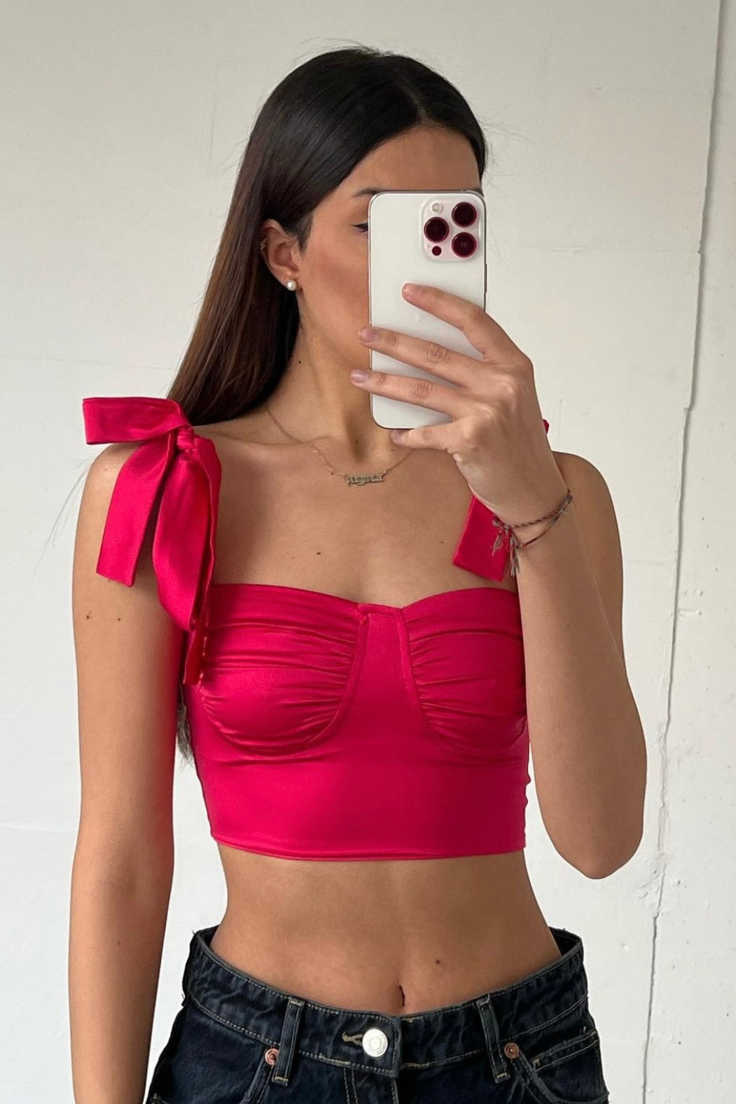 Maia Tie Shoulder Crop - Pink – Maya Lee Boutique