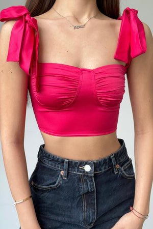 Maia Tie Shoulder Crop - Pink