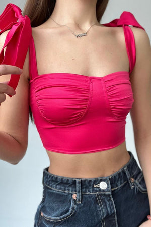 Maia Tie Shoulder Crop - Pink