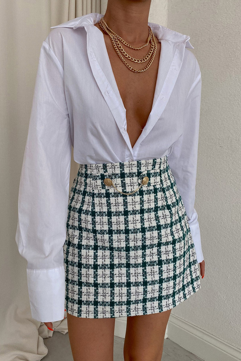 Ivanka High Waisted Tweed Mini Skirt