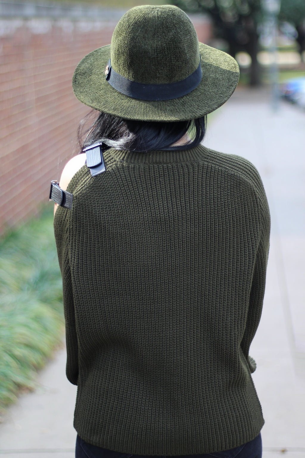 Abigail Shoulder Buckle Sweater - Army Green