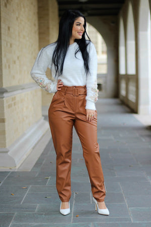 Maci Faux Leather Belted Pants