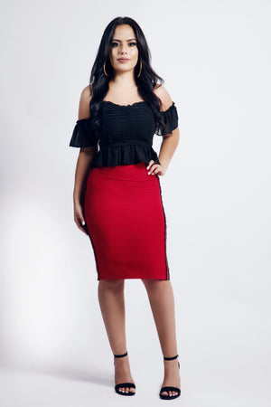 Ava Red Midi Skirt