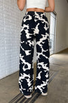 Athena Wide Leg Pants - Cow Print